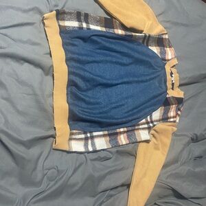 BKE Blue and Tan Plaid Sweater